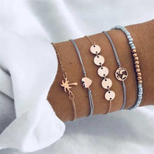 Load image into Gallery viewer, FAMSHIN Bohemian Handmade Weave Heart Long Tassel Bracelet Sets Women 2019 New Grey Rope Chain Bracelets Jewelry Christmas Gift