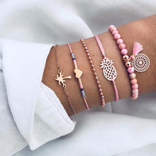 Load image into Gallery viewer, FAMSHIN Bohemian Handmade Weave Heart Long Tassel Bracelet Sets Women 2019 New Grey Rope Chain Bracelets Jewelry Christmas Gift
