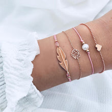 Load image into Gallery viewer, FAMSHIN Bohemian Handmade Weave Heart Long Tassel Bracelet Sets Women 2019 New Grey Rope Chain Bracelets Jewelry Christmas Gift